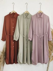 Kemeja Tunik Polos Wanita Lengan Panjang Bahan Shakila Bottega Twill Premium Adem By Azka Collection