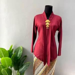 Kabaya Kartini Modern Atasan Polos Lengan Panjang Kain Katun Mikro Premium