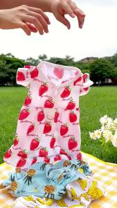 Pet Cartoon Pullable Fruit Dog Mesh Summer Breathable Cat Dress Dog Cat Supplies Teddy