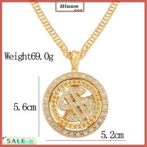 Follow Get New[Bloom Z] Big Rotatable US Dollar Money Sign Pendant Necklace Men Rapper Hip Hop