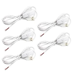 FFDWAA 5Pcs 5V USB Extension Cable USB Male 1.5M USB Power Supply Wire  2A ON OFF Switch Cable for LED Strip Lamp DIY