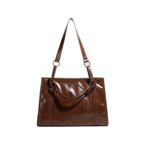 MECOME หนัง PU กระเป๋าสะพาย ผ้าสีพื้น ความจุขนาดใหญ่ กระเป๋าโท้ต ย้อนยุค ปรับได้ กระเป๋าสะพายข้าง สำหรับผู้หญิง