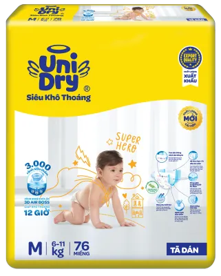 Combo 4 Tã dán UniDry Siêu khô thoáng gói Super Jumbo mới size M76/L68/XL62