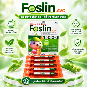 Chất Xơ Foslin AVC Hộp 20 Ống x 10ml Hỗ Trợ Nhuận Tràng Cải Thiện Táo Bón Cho Trẻ Từ 1 Tuổi Và Người Lớn