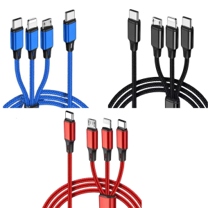 3 cổng bện USB C Cáp sạc 4ft Tốc độ nhanh Dây USB Compatibles từ xa tai nghe nhiều thiết bị