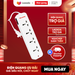 Ổ cắm điện đa năng Điện Quang ĐQ ESK02 143L5 (4 lỗ 3 chấu dây 5 mét) công suất 2500w tự ngắt khi quá tải BH 12 tháng