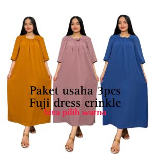 paket hemat 3pcs fuji dress crinkle