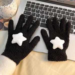 Cartoon Cute Cat Plush Fingerless Gloves Winter Soft Warm Student Women Flip Gloves Thickened Cold Protection