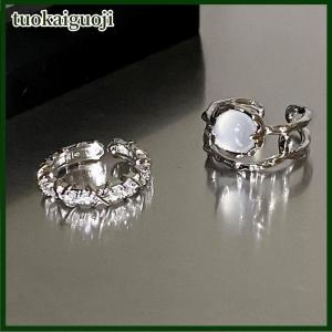 tuokaiguoji แหวนโอปอลคริสตัลแบบเปิดแหวกแนววินเทจสำหรับผู้หญิงของขวัญเครื่องประดับแสนสวย Y2K หวาน