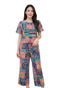 🌸 ชุดเซตโบฮีเมียน เสื้อ + กางเกงขายาว | งานแฮนด์เมด Patchwork รอบตัว | ผ้าฝ้ายผสมลินิน เนื้อผ้ามีน้ำหนัก ทิ้งตัวสวย ไม่บาง | ไซส์ M–6XL