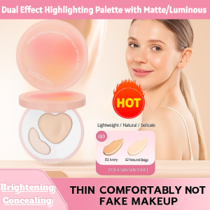 Dual Effect Highlighting Palette with Matte Luminous Finish for Natural 3D Face Sculpting Brightening Concealing without Cakeyness Face Brightening Palette Long Lasting Brightener