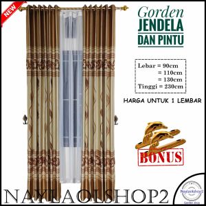 Gorden jendela pintu minimalis motif printing emas kualitas premium grade A 5 gelombang 10 lubang
