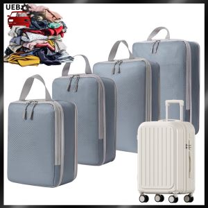 [Ueb Wholesale Mall] 4 Set Lightweight Compression Packing Cubes Expandable Luggage Packing Organizer for Organizing Clothes