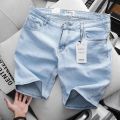 Quần Short Jean Nam slimfit ôm côn màu bạc xanh co giãn vnxk co cấp. 