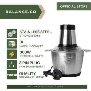 【2 Years Warranty】Balance.co Malaysia 3 Pins Plug 304 Stainless Steel Meat Grinder Blender Household Electric Food Chopper Meat Cutter Garlic Grinder Multifunctional Vegetable And Fruit Juicer Blender Serbaguna 2L 3L Pengisar Daging 绞肉机 碎冰机 搅拌机