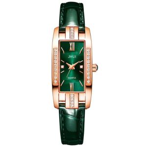 【Fast ship】Diamond Square Womens Genuine Leather Watch