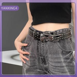 【YANXING4】 PUNK Claw เข็มขัดหนัง PU สำหรับผู้หญิงและผู้ชายฮาราจูกุกอธิคออกแบบ Y2K บุคลิกภาพเข็มขัดนูนอุปกรณ์ตกแต่ง