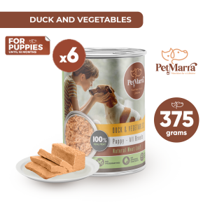 PetMarra Natural Meat Loaf Puppy Wet Food Can Duck and Vegetables Flavor 375g BUNDLE OF 6 meatloaf puppies pet foods