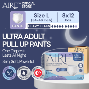 [Carton Deal] Aire Ultra Protection Adult Diaper Pull Up Pants - Size L (8X12 pcs)(2L Overnight-Leak Protection Soft)