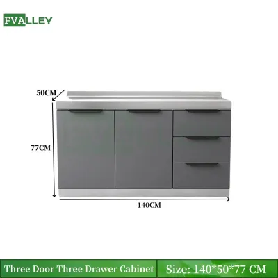 FVALLEY Stainless Steel Kitchen Cabinet Gas Stove Cabinet Sink Cabinet Combined Cupboards