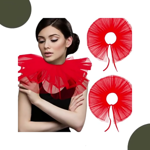 Victorian Collar Ruffled Tulle Renaissance Sheer Lapel Collar for Shirt Blouse Decorative Spread False Collar