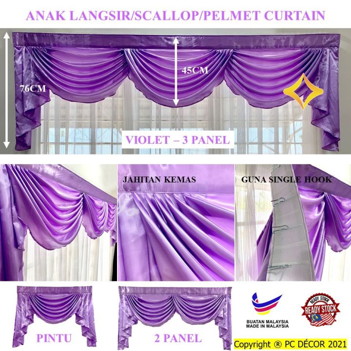 Ready Stock Anak Langsir /Scallop/ Pelmet curtain / Langsir Dapur / Rod