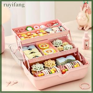 ruyifang ชั้นเก็บกิ๊บติดผมหลายชั้นสำหรับเด็กผู้หญิงกล่องเก็บเครื่องประดับที่คาดศีรษะเชือกคาดศีรษะของเด็ก