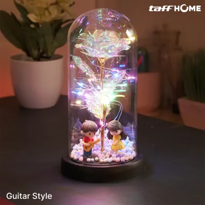 Bunga Mawar LED Lampu Meja Hias Mawar Gift Box Free Kartu Ucapan