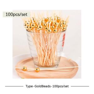 100pc Bamboo Pick Buffet Cupcake Fruit Fork Party Dessert Stick Cocktail Skewer for Wedding Decor 306A-LZC-Flaming-Pick