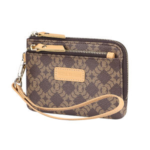 Royal Bagger Womens RFID Coin Purse – Signature Coated Canvas & Vegetable-Tanned Cowhide Leather Multi-Zipper Clutch Wallet with Keychain & Wristlet 2903