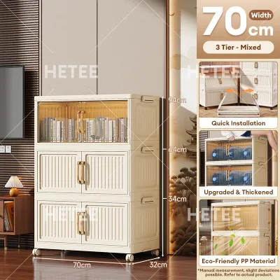 HETEE Foldable Storage Cabinet with Wheels Stackable Large Capacity Durabox Organizer for Home Kitchen Clothes & Toys