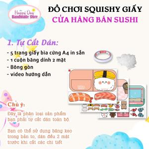 Squishy Giấy - Ngôi Nhà Búp Bê Giấy Nhồi Bông Sushi - DIY Set Giấy Tự Làm - Đồ Chơi Cho Bé