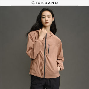 Giordano Women Brand print multi-pocket hooded jacket Free Shipping 12375004