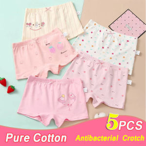 5PCS Child Boxer Brief 2-12yrs Girl Underwear Cute Cartoon Printed Cotton Kid Underpants