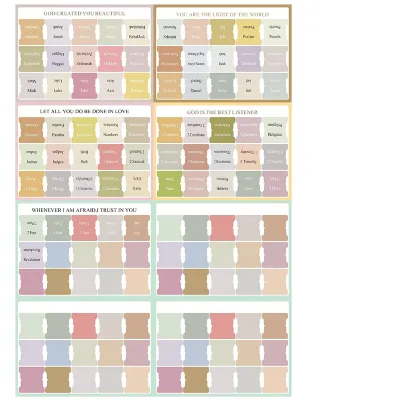 8 pieces/set 120pcs Bible Tabs Boho Theme Index Tabs Laminated Easy-to-Read Label