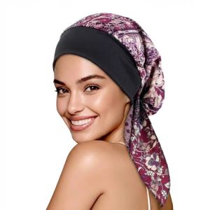 INTOONE Elastic Fabric Muslim Hijab Hat Long Tail Design Flower Print Chemo Beanies Cap Comfortable Soft Material Elastic Hijab Hat For Women