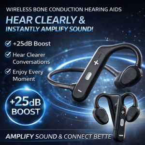 Waterproof Hearing Aid Headset for Seniors Super Long Battery Life Up to 10 Hours Noise Reduction Sports Headphones Gaming Hearing Aid Wireless Bone Conduction Bluetooth Headset Sound Amplifier
