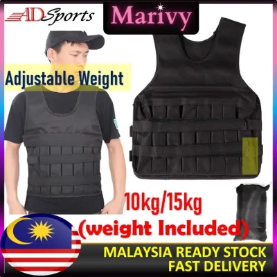 Marivy : 5KG or 10KG or 15KG (Weight Included) Adjustable Weight Vests Durable Weighted Jacket Weight Training Exercise Vest Weight Loss Running