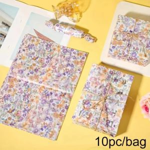 PLLEWY 10PCS Multicolor Flower Wrapping Paper Printed Flowers DIY Hand Kneaded Paper Creative 50x35cm Packaging Paper Birthday Gifts Accessories