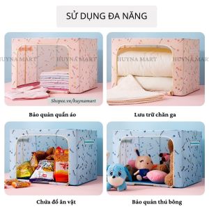 Túi Đựng Quần Áo Chăn Màn Khung Thép Cao Cấp Loại To Tiện Lợi 66 Lit