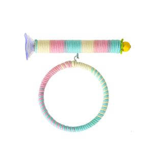YITAQI Suction Cup/ Screw Suction Cup Swing Set Linen Rope Comfortable Grip Hanging Bird Standing Perch Premium Easy To Install Bird Claw Beak Grinding Bar Parrot Toy