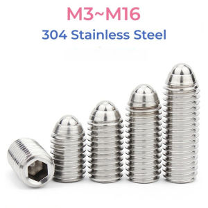 304 Stainless Steel Hex Socket Allen Spring Ball Plunger Grub Point Set Tightly Fixed Screws Bolts M3 M4 M5 M6 M8 M10 M12 M16