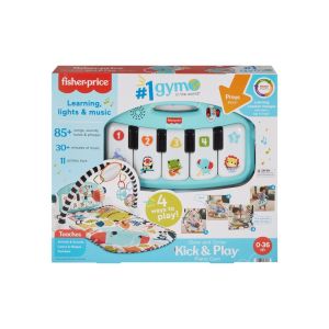 Fisher-Price Glow And Grow Kick & Play Piano Gym Baby Playmat With Musical Learning Toy Blue (HRB13)
