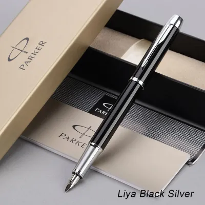 Parker IM Fountain Pen Matte&Glitter Black with Silver Trim Fine Nib 0.5mm Luxury Gift Box Set for Men Women Professionals