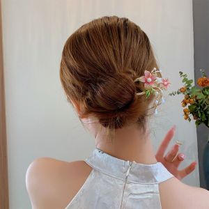 HI MIA Bướm Que Cài tóc hình hoa Tua rua Hoa Thanh tóc hình chữ U Phụ kiện đội đầu Đũa tóc Thanh uốn tóc Hanfu Cô Dâu