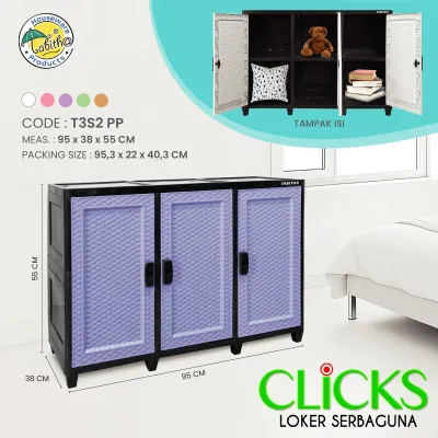 LEMARI PLASTIK SERBAGUNA TABITHA CLICKS T3 S2 PINTU PANJANG [TABBOX]