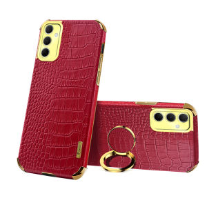 Casing For Samsung Galaxy M54 M53 M52 M35 M34 M33 M32 M30 M23 M22 M15 M14 M13 6D Crocodile Pattern Leather Shockproof Case With Finger Ring Bracket