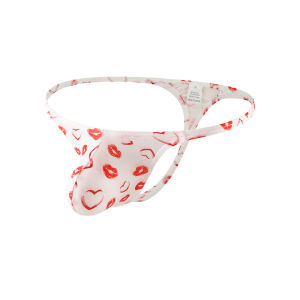 กางเกงในจีสตริงสำหรับผู้ชายลายลูกไม้กางเกงชั้นในเอวต่ำสายแบบเซ็กซี่สำหรับผู้หญิงกางเกงในแบบมีสาย M-2XL พิมพ์ลายรูปตัวที