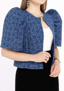 Jer Jen Leonor Traditional Modern Filipiniana Bolero Fashionable Elegant Puff Top for Special Events School Programs and Formal Occasions Summer Wear