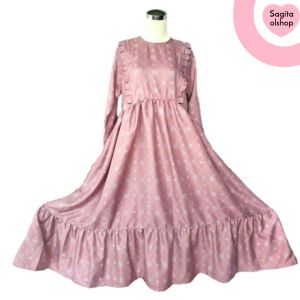 GAMIS WANITA TERBARU 2022/GAMIS DRESS MIDI BAHAN SHAKILA PREMIUM/BAJU WANITA MUSLIMAH ONE SIZE